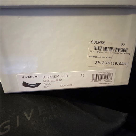 Givenchy Paris Black Millie Ballerina Flat Ballet Shoes stretchy elastic Size 37 - Picture 6 of 6